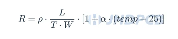 The calculation formula of PCB track resistance